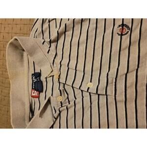Chaps Ralph Lauren XL Gray Navy Striped Polo Shirt Classic Fit